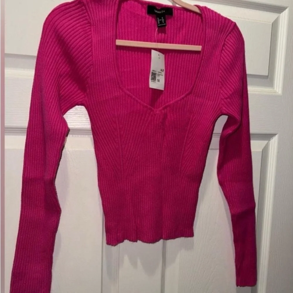 Pink Ribbed Knit Sweater Top - Picture 2 of 7